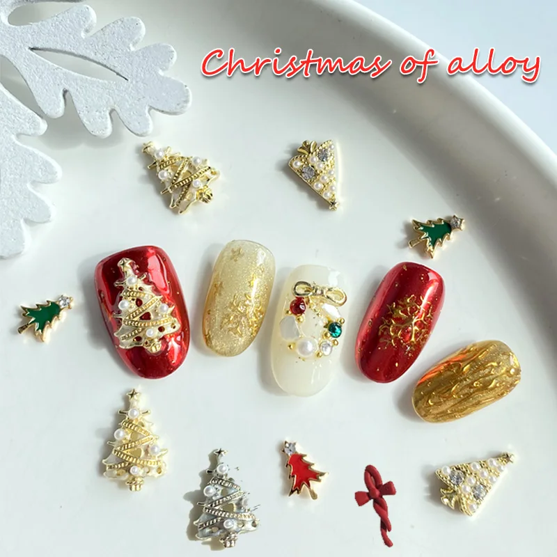

TSZS Winter Christmas Tree Nail Art Charm Alloy Metal Cartoon Christmas Decoration DIY Nail Accessories