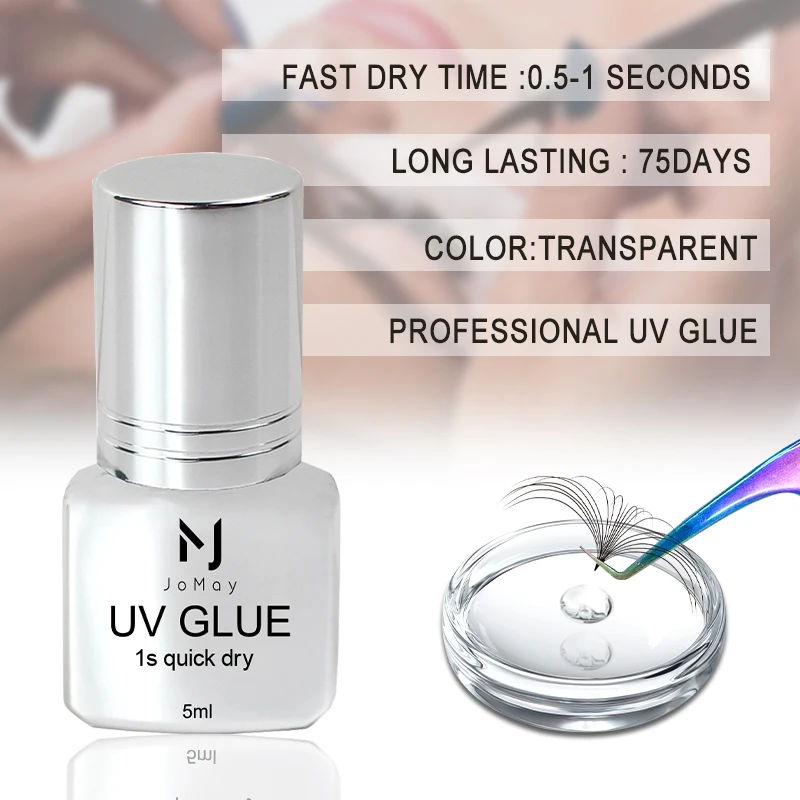 Wodoodporny klej do rzęs UV o długotrwałym działaniu, szybkoschnący w 1 sekundę, mocny klej do przedłużania sztucznych rzęs, miękki klej do przeszczepiania rzęs.