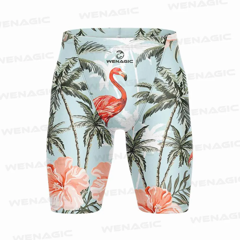 Surf Shorts 2023 New Professional Men Race Swim Trunks Quick Dry Swimwear Training Flowers Print Beach Tight Swimsuit Jammer