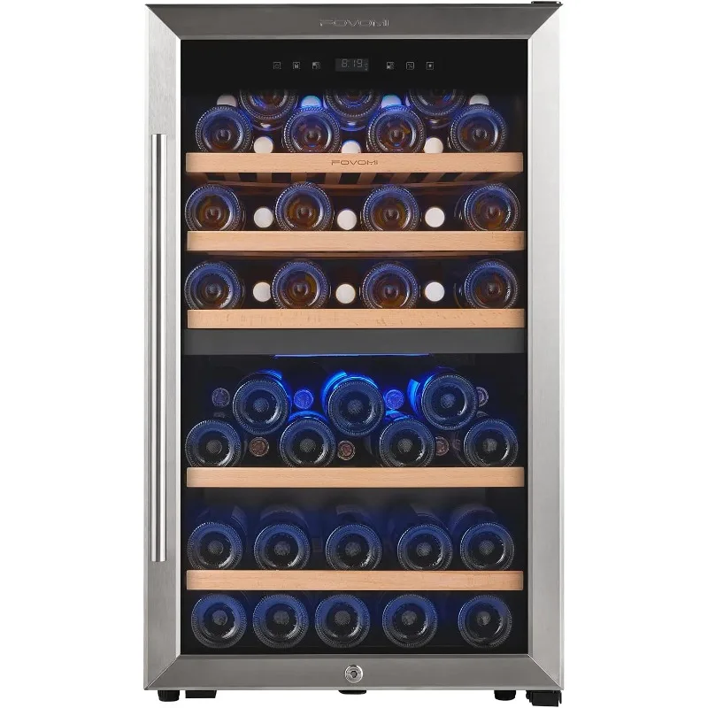 Wine Refrigerators,52-bottle Fridge Freestanding Cooler Refrigerator,(Bordeaux 750ml) Dual Zone Compressor Wine