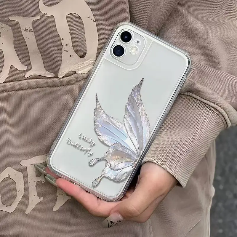 Butterfly Phone Case For iPhone 16 15 14 13 12 11 Pro XS MAX 7 XR 8 7 Plus Clear Cover Fundas