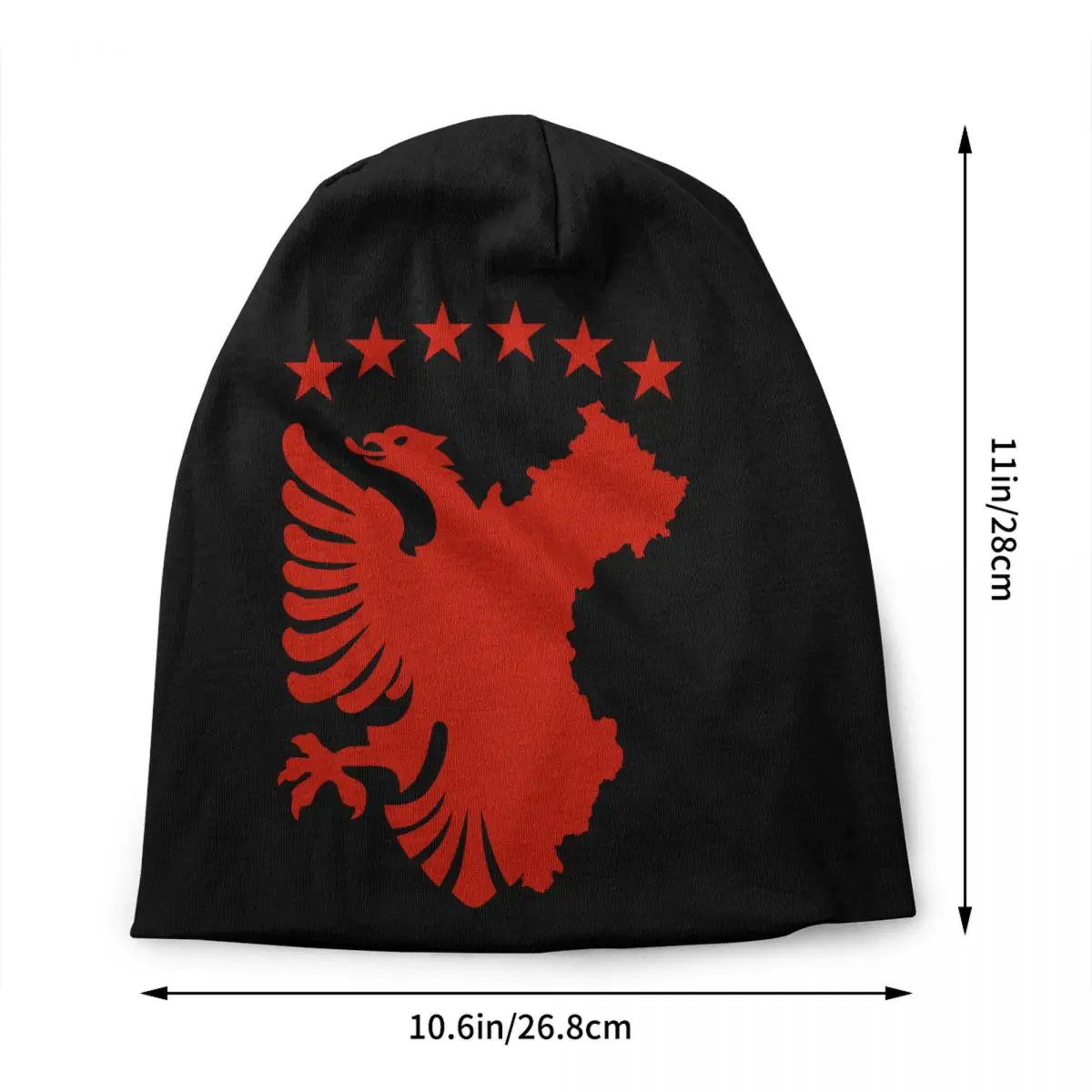 Custom Shqipe Flag Essential Skullies Beanies Caps Unisex Knitting Hat Adult Kosovo Albania Eagle Bonnet Hats Outdoor Ski Cap