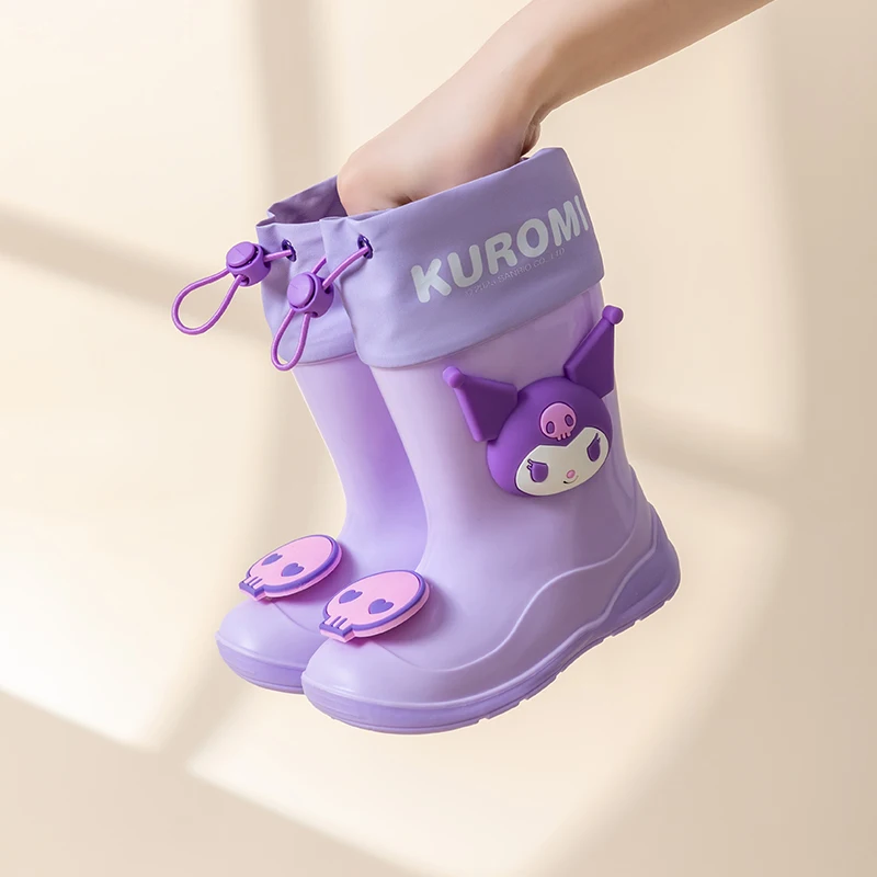 

Sanrios Cartoon child Rain boots Boy Anti-slip Girl student Water shoes water proof rain boots kids Kuromi Anime figure