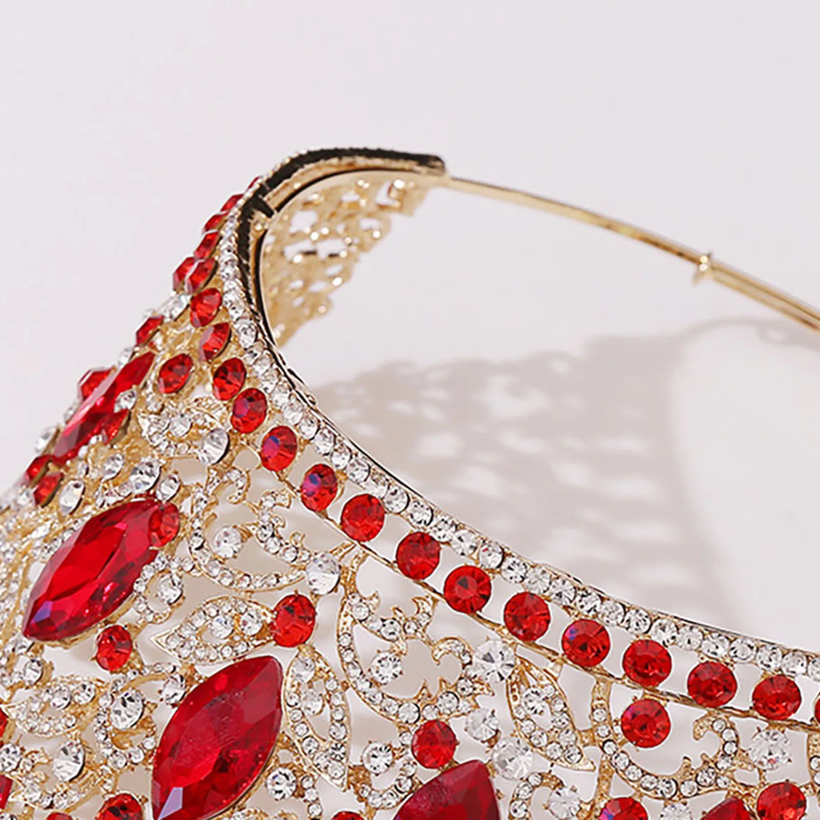 Wedding Tiara Crown Hair Comb Women Hair Accessories Colorful Rhinestone Tiara for Masquerade Ball Banquet Cosplay image 3