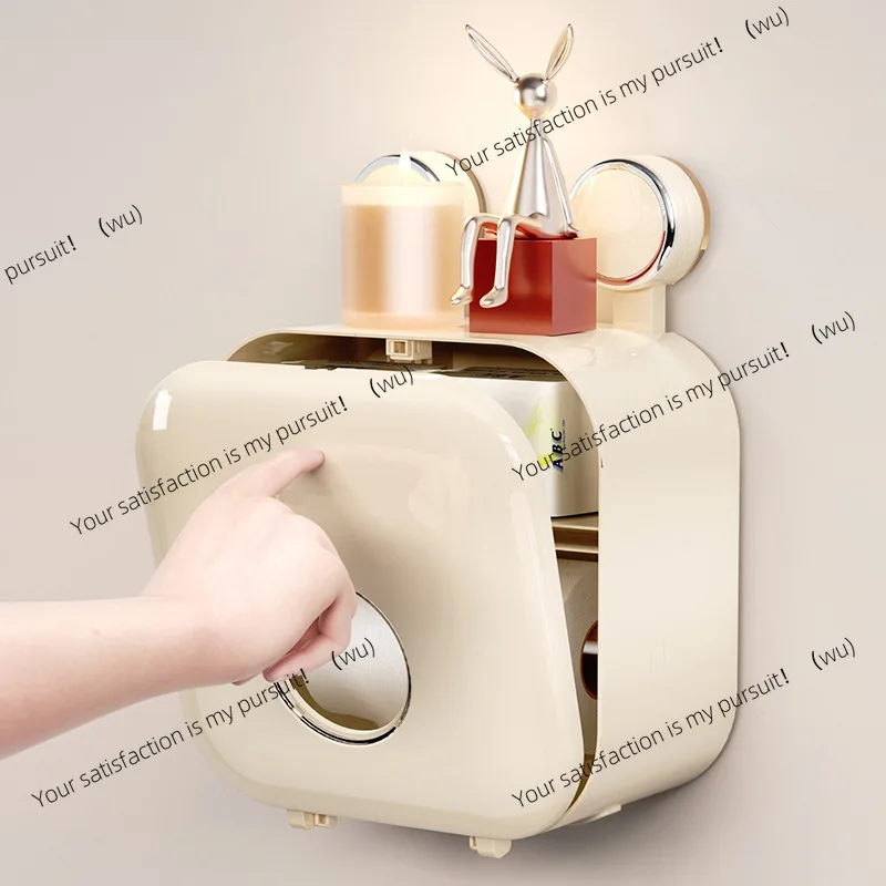 Suction cup tissue box, toilet paper box, wall-mounted paper draw box, no punching toilet paper towel.