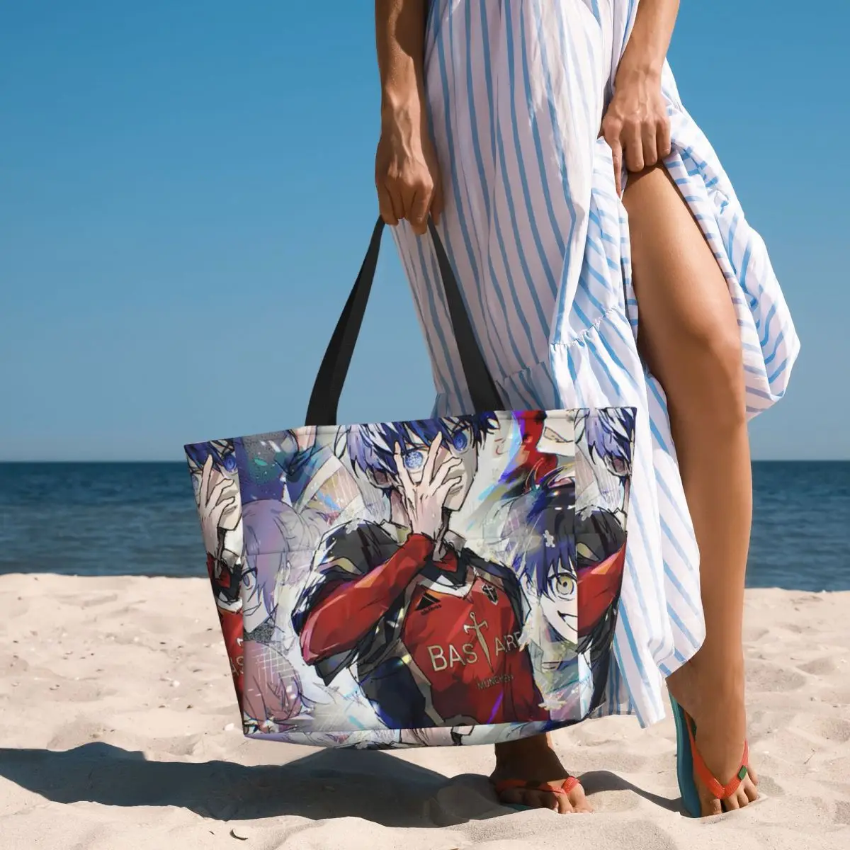 Anime BLUE LOCK Beach Tote Bag Sport Gym Yoga Duffle Large Tote Bag Women Travel Bag Fitness bag
