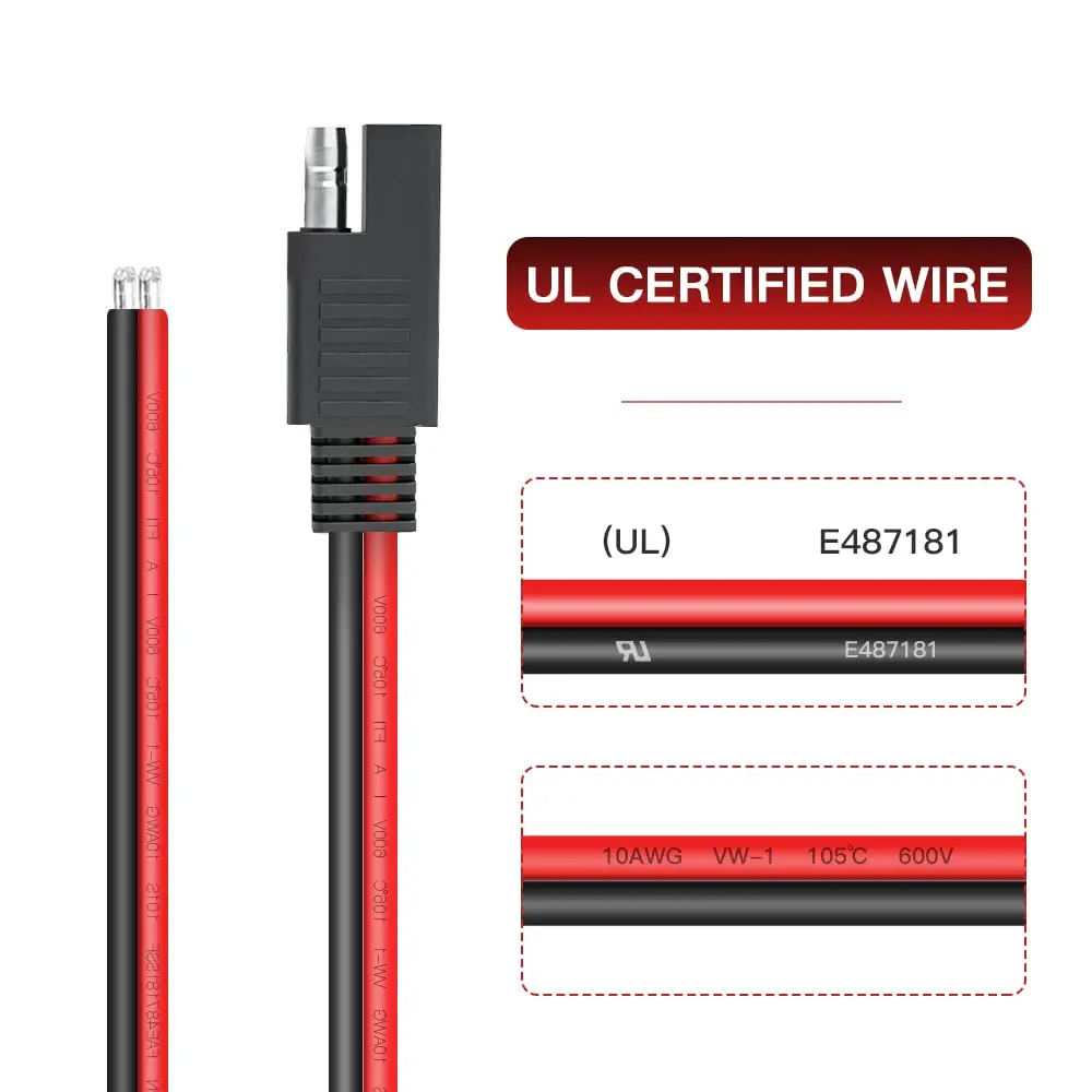 Anchtek 14AWG SAE Connector Extension Cable Quick Connector Disconnect Plug SAE Power Car Extension Cable Solar Panel Cable Wire