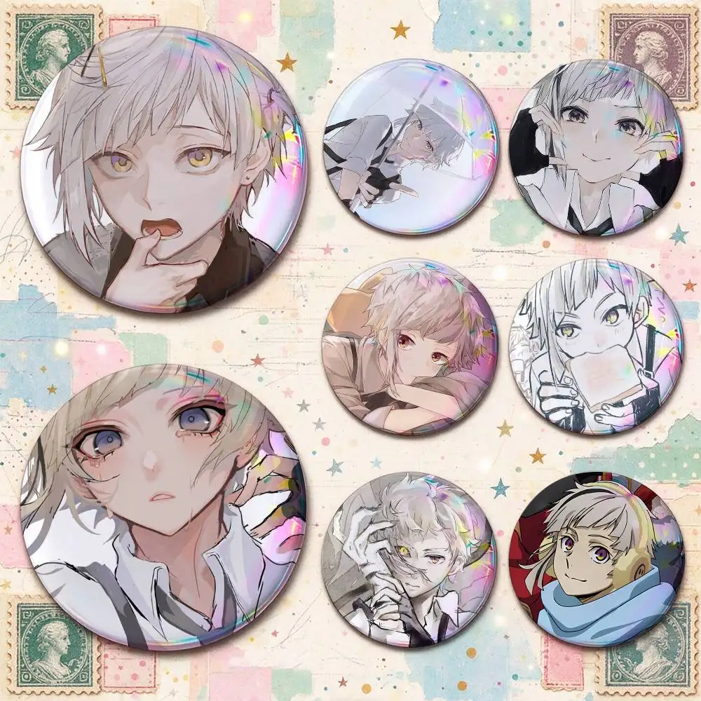 Bungou Stray Dogs Atsushi Nakajima Custom Enamel Pin Badges 25mm 32mm 44mm 58mm Backpack Hat Decor Toys Gifts