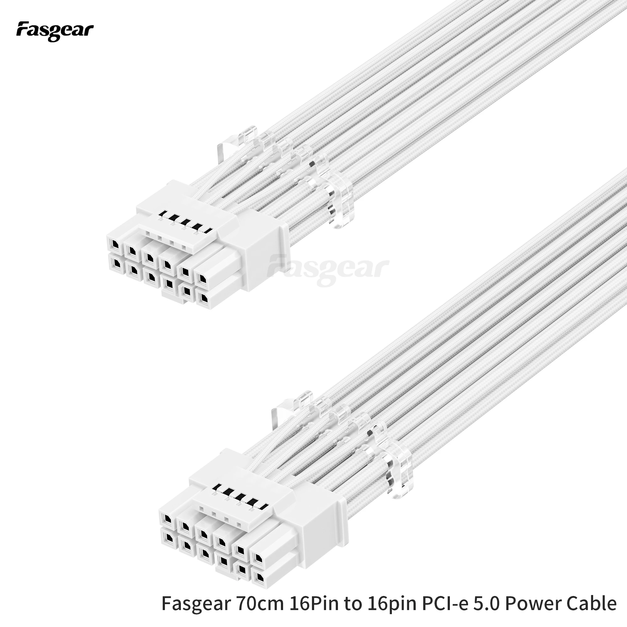 Fasgear PCI-e 5.0 12VHPWR Кабель питания графического процессора 70 см 600 Вт 16-контактный разъем «папа-папа» для серии RTX 4000 и 5090 до модульного источника питания ATX 3.0