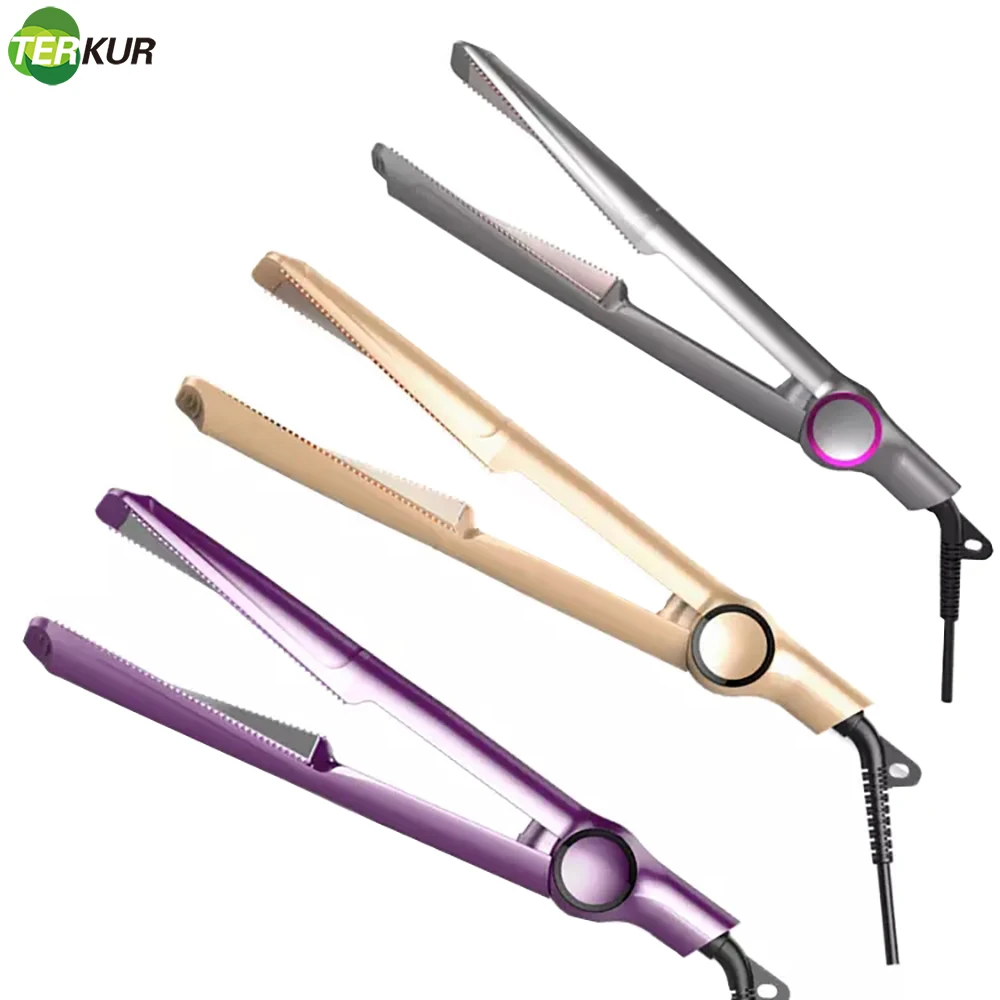 2-in-1 Flat Iron for Hair Curling Straightener with Ceramic Spiral Heating Panel Travel Curlers & Straightening Guide Comb Tools