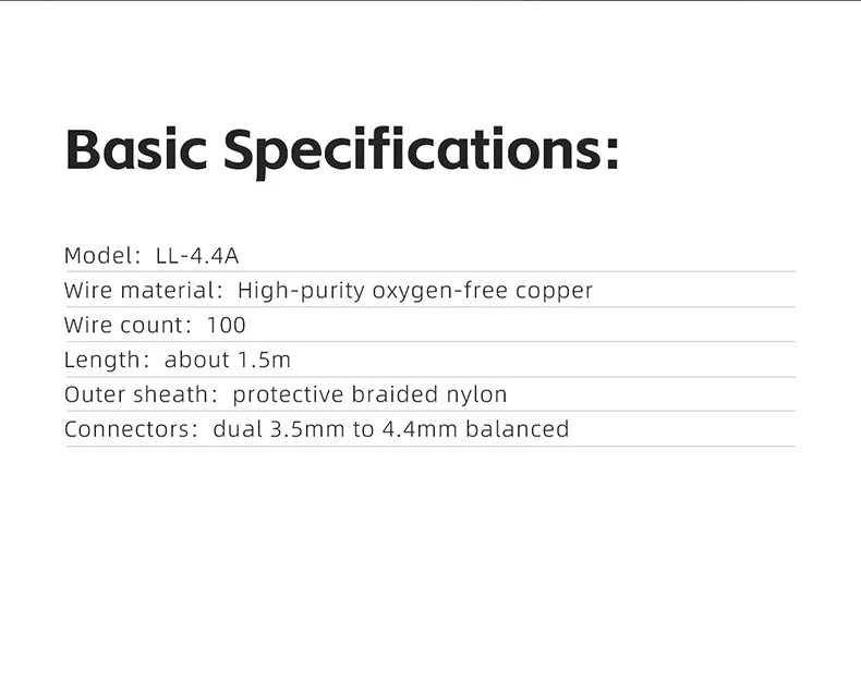FiiO LL-4.4A صوت عالي الجودة مزدوج 3.5 ملم إلى 4.4 ملم كابل سماعة رأس متوازن 1.5 متر قابل للتخصيص