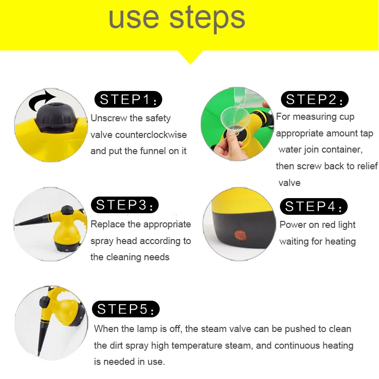 900 ワットポータブルスチームクリーナー滅菌 & ダニ除去家庭用クリーナーハンドヘルドスチームクリーナーマシン 0.35L タンク 3.5Bar