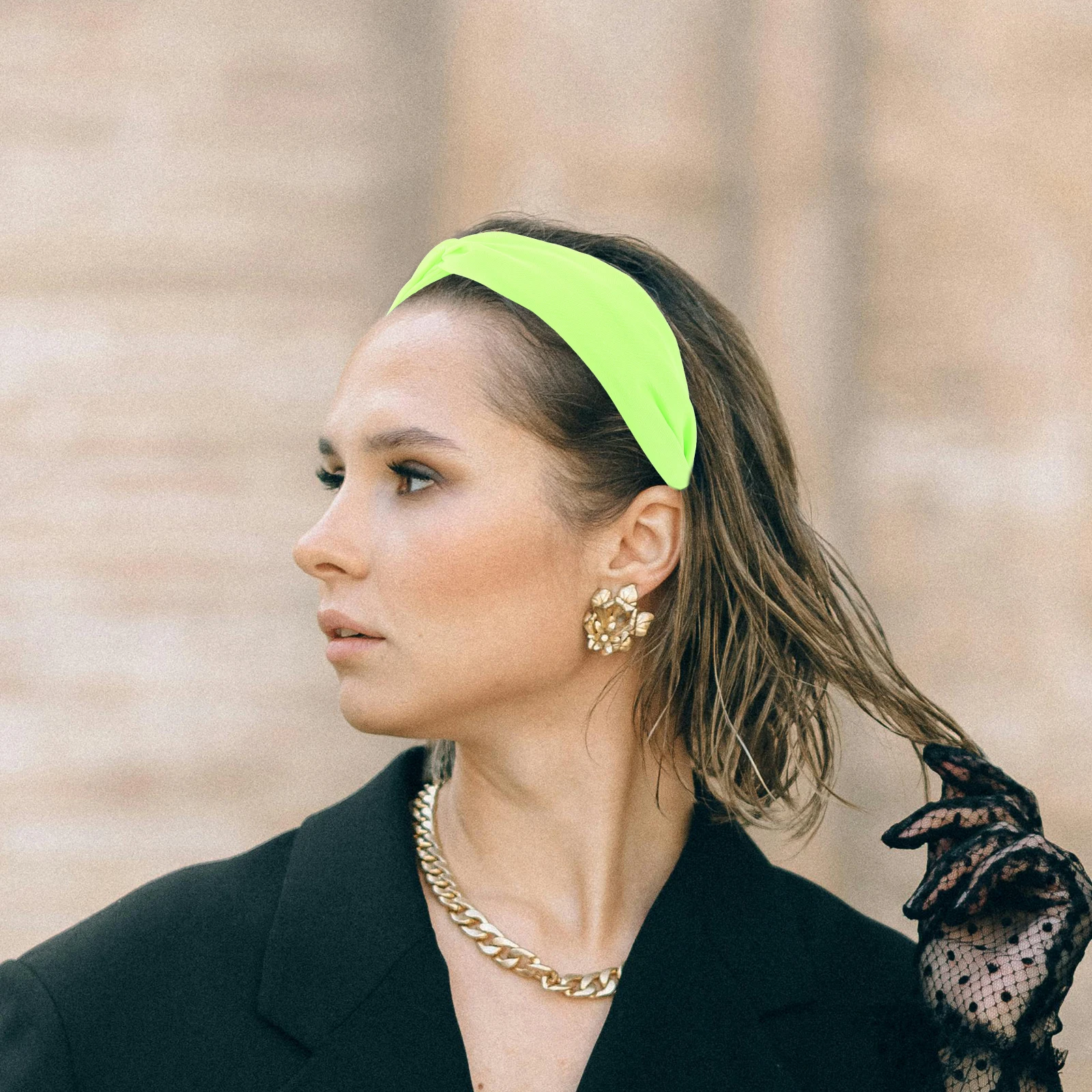 

2Pcs Knot Headband for Women Fluorescent Neon Hair Accessories Retro Chic Design for Stage Performance Festival Party Everyday