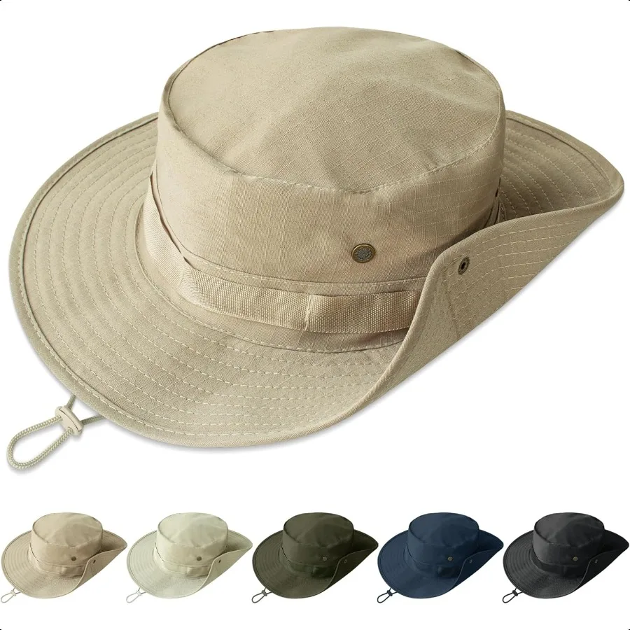 

PFFY Wide Brim Sun Boonie Hats for Men UPF 50+ Bucket Hat for Fishing Hiking Safari Hunting
