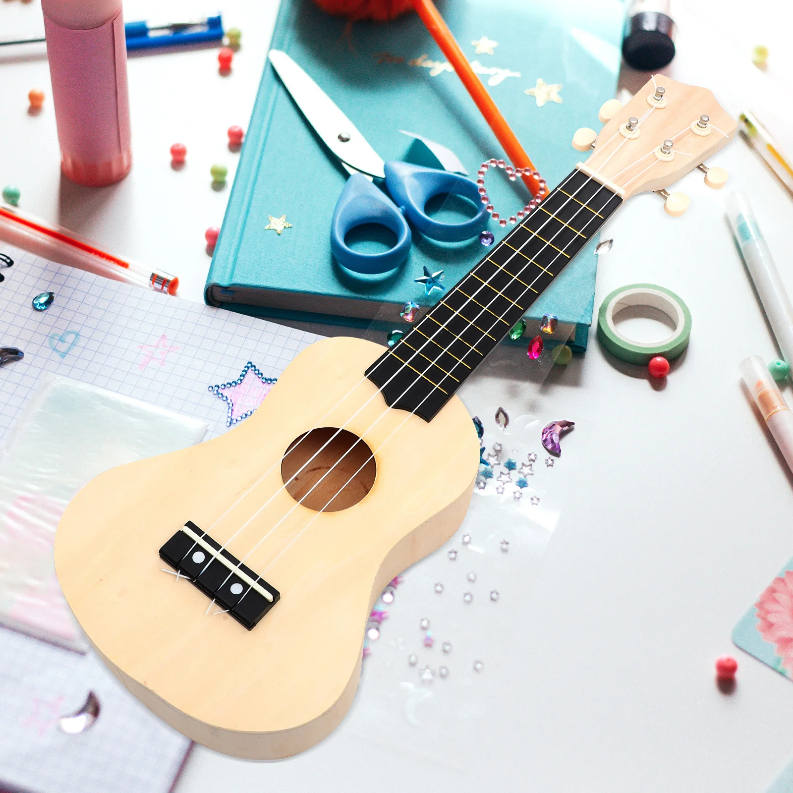 

1Set DIY Ukulele Set Unfinished Basswood Material Handmade Creative Color Painting Guitar Musical Instrument Nursery Home