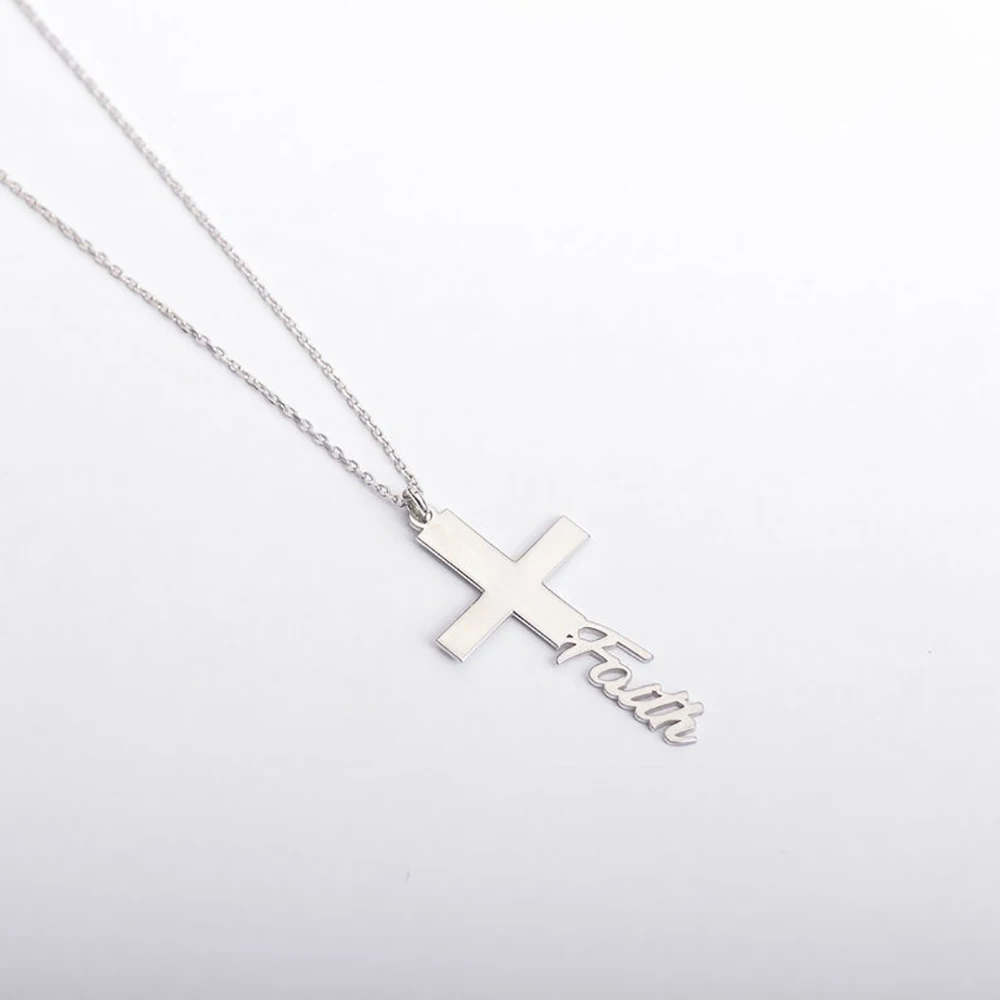 Mini-World Customized Cross Necklace With Name Vintage Personality Stainless Steel Necklace For Men Women Amulet Jesus Jewelry