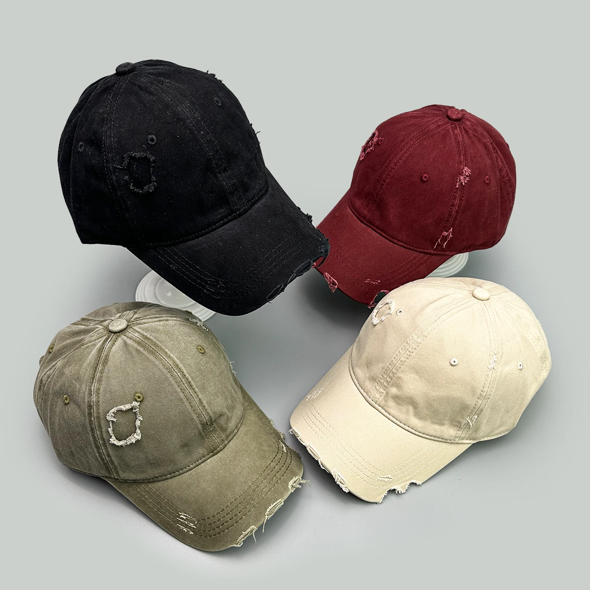 

Casual Notch Solid Personal Baseball Hats New Unisex Breathable Broken Style Sunshade ins Versatile Distress Fashion Peaked Caps