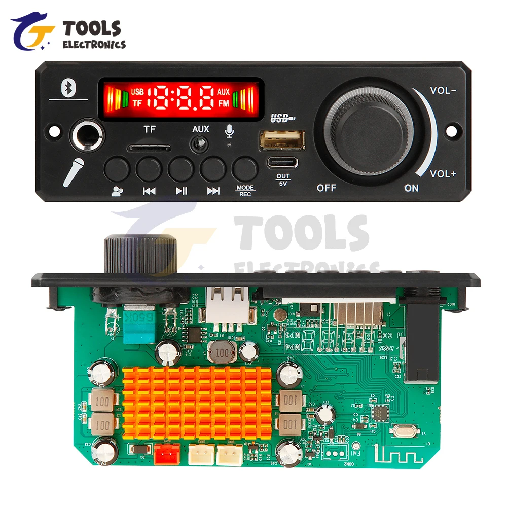 

DC 8-26V MP3 Bluetooth Decoding Board Audio Decoding Module Power 2 * 100W With Power Amplifier Car USB MP3 Player TF FM