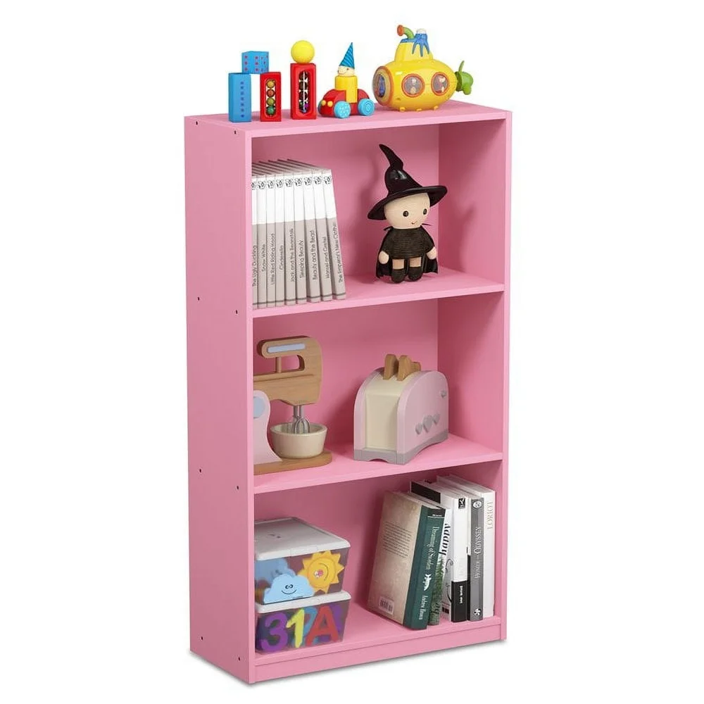 3-Tier Bookcase Storage Shelf Durable Composite Wood Open Design Perfect Office Kids Room Easy Assembly Wipe Clean
