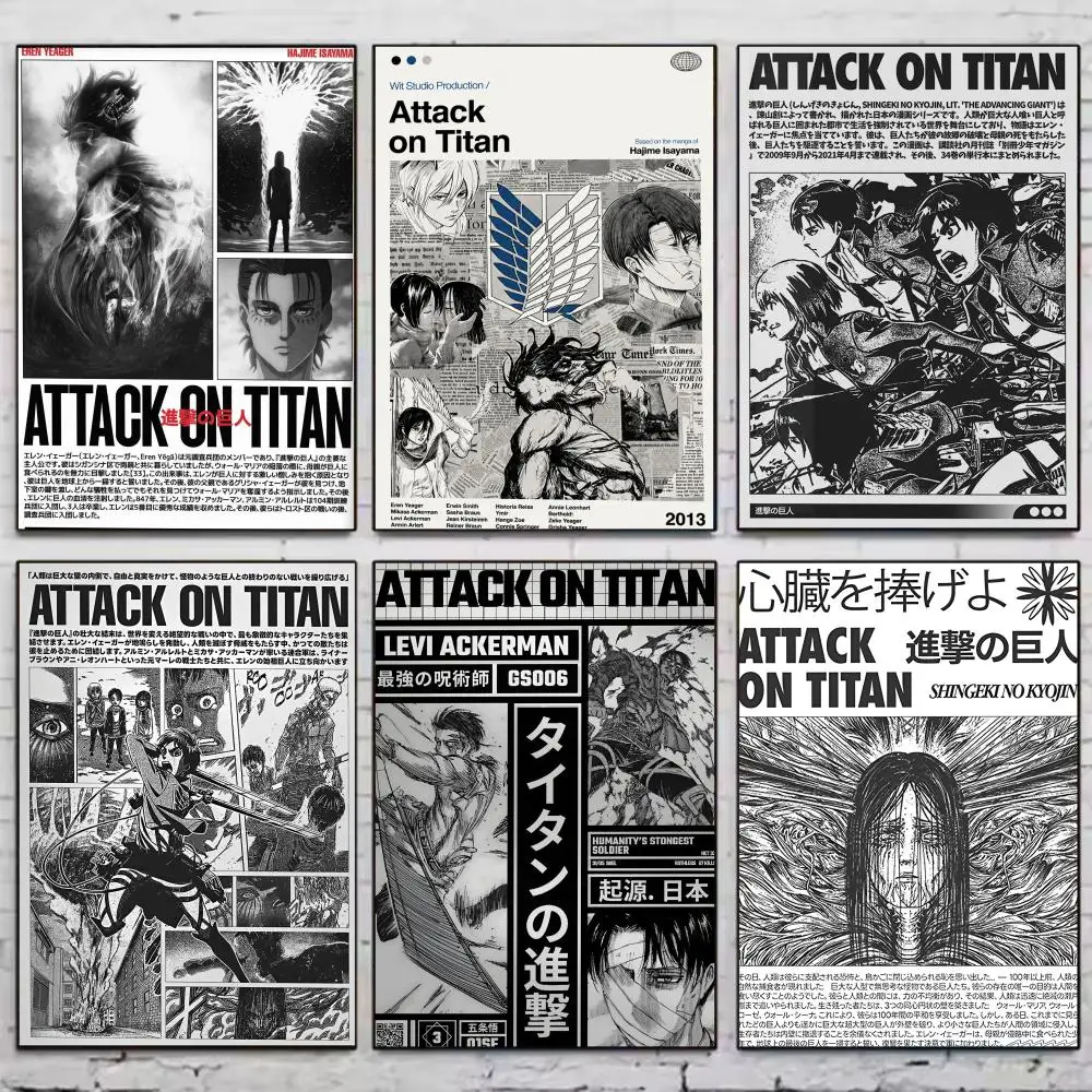 Anime A-Attack O-On Titan Painting Calligraphy Modern Canvas Poster Wall Art Famous Cartoon Aesthetic Decor Bedroom Home Gift