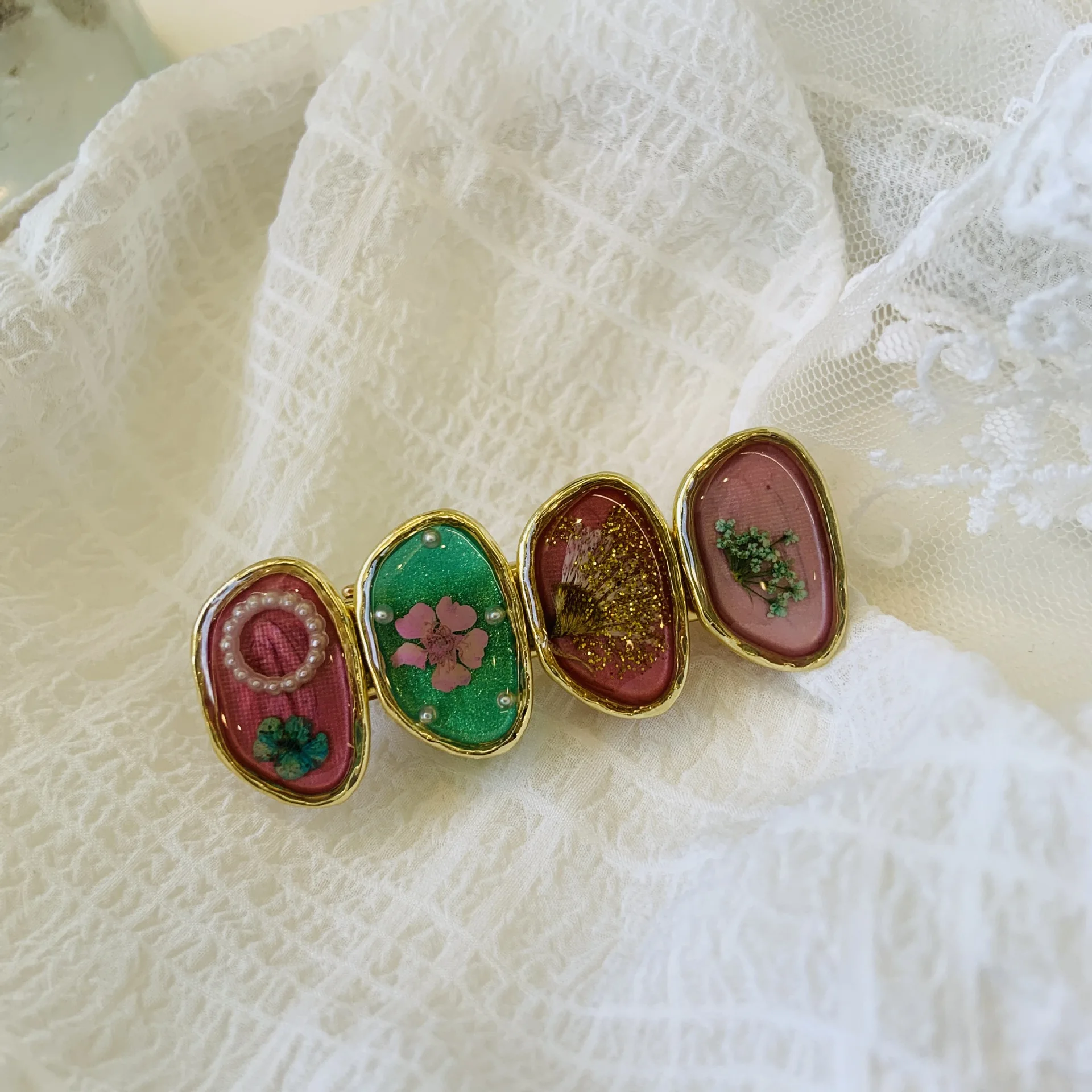 New Vintage Retro Fashionable Floral Flower Barrettes For Women Girls Sweet Duckbill Hairpin