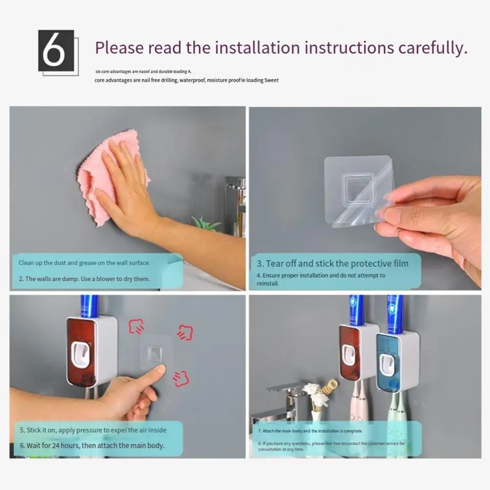 

Легко очищаемая соковыжималка для зубной пасты. Держатель для зубных щеток с соковыжимателем для зубной пасты. Прочный несущий настенный органайзер для легкого использования.