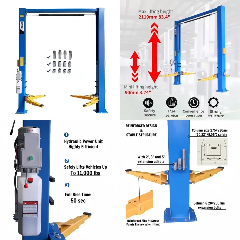[2026] 11000 Lbs 2-Post Hydraulic Car Lift Single Point Release Auto Lift Model L-088SZ Same As Peak Car Lift