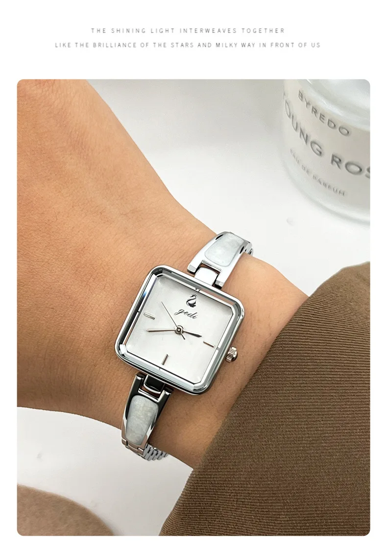 Fashionable Minimalist Niche Girls Waterproof Watches Casual American Style Versatile Square Pendant Quartz Wristwatches