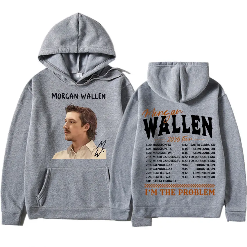 Rapper Morgan Wallen Country Music Pulôveres Eu sou o problema Pop Gráfico 2025 Moletom com capuz Hipster Masculino Mulher Moletom casual Unissex
