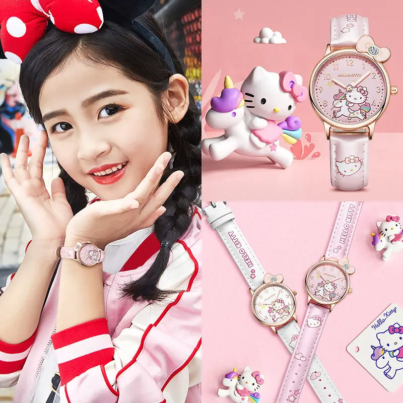 Zgo Sanrio Joint Anime reloj Cinnamoroll Hello Kitty Kuromi, Original, Simple, luminoso, impermeable, electrónico, regalos para niñas