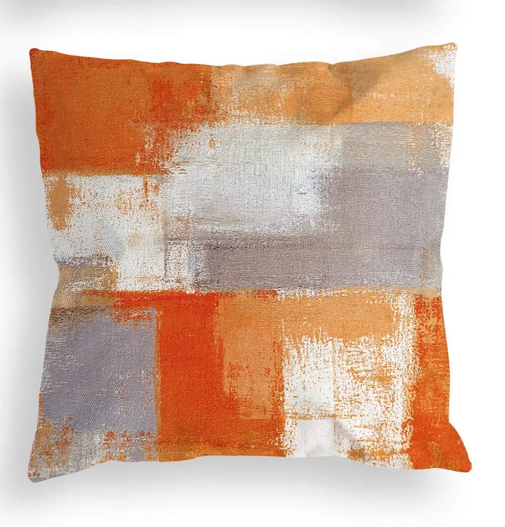 Orange and gray three-color linen pillowcase sofa cushion cover home decoration can be customized for you 40x40 50x50 60x60