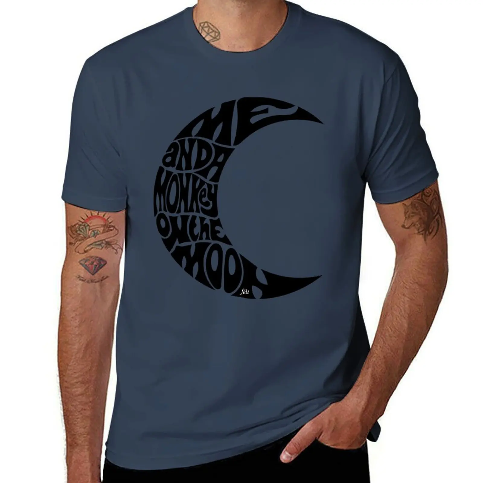 Felt - Me And A Monkey On The Moon T-Shirt funny t shirts dark humor t shirts for man cotton soft funny t shirts cotton T-Shirt
