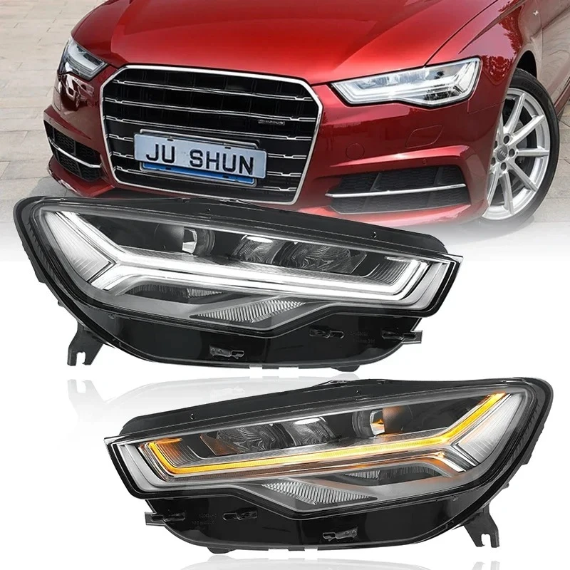BR  New Arrivals  A6 Fishbone Style White LED Headlights Auto Parts for  A6 C7PA S6 C8 2012-2018 12V Voltage