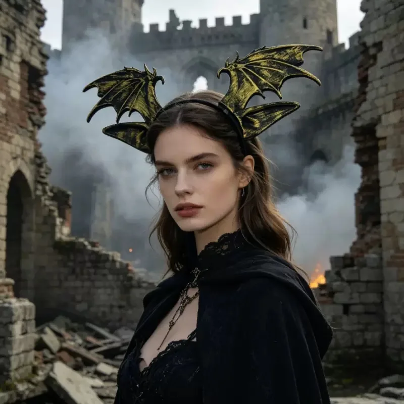 Vintage Dragon Wings Headband Gothic Devil Wing Hair Hoop, Halloween Cosplay Party Costume Accessory for Masquerade Carnival