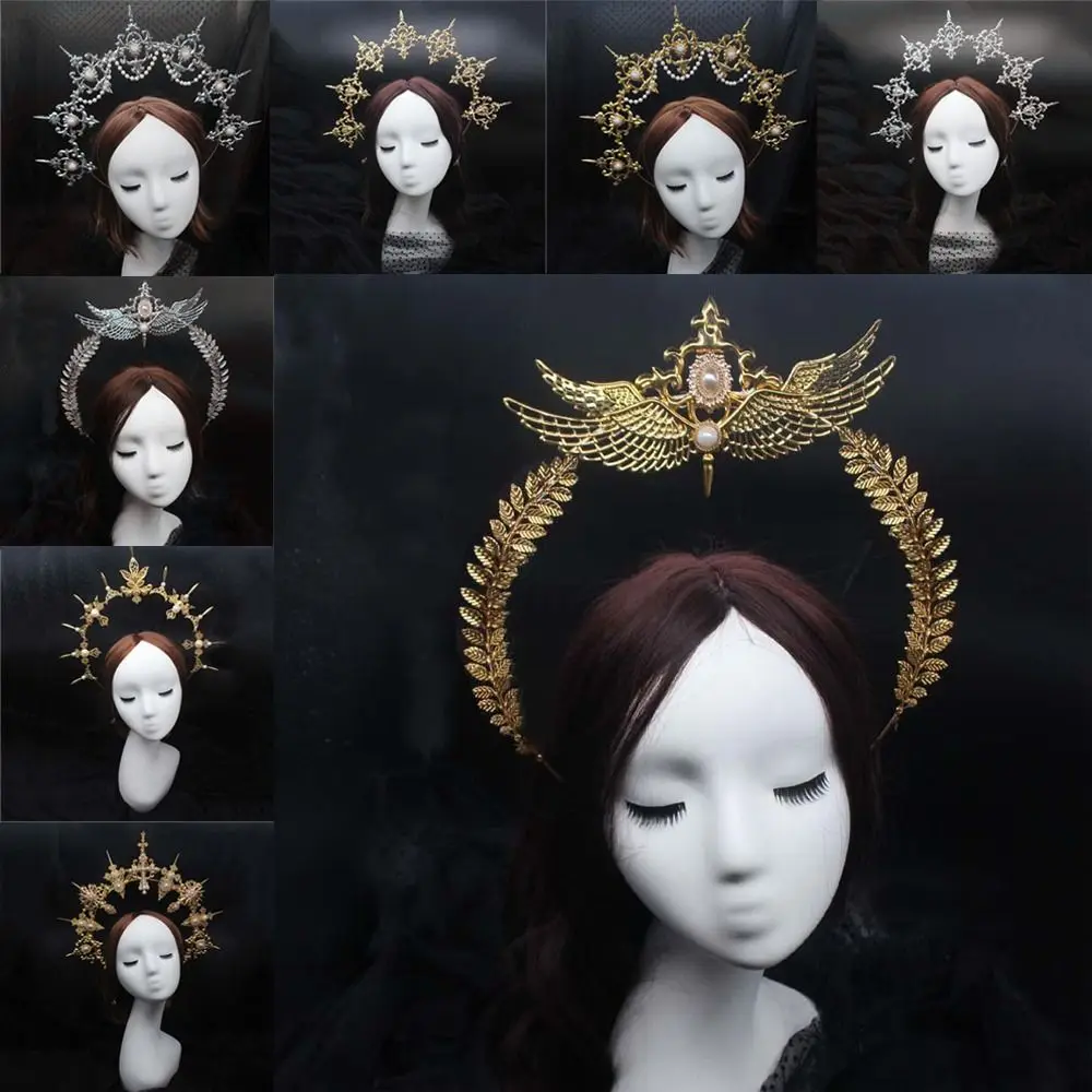 DIY Gothic Lolita Tiara Crown Headband DIY Material Package Halloween Vintage Sun Goddess Baroque Halo Wedding Headpiece Parts