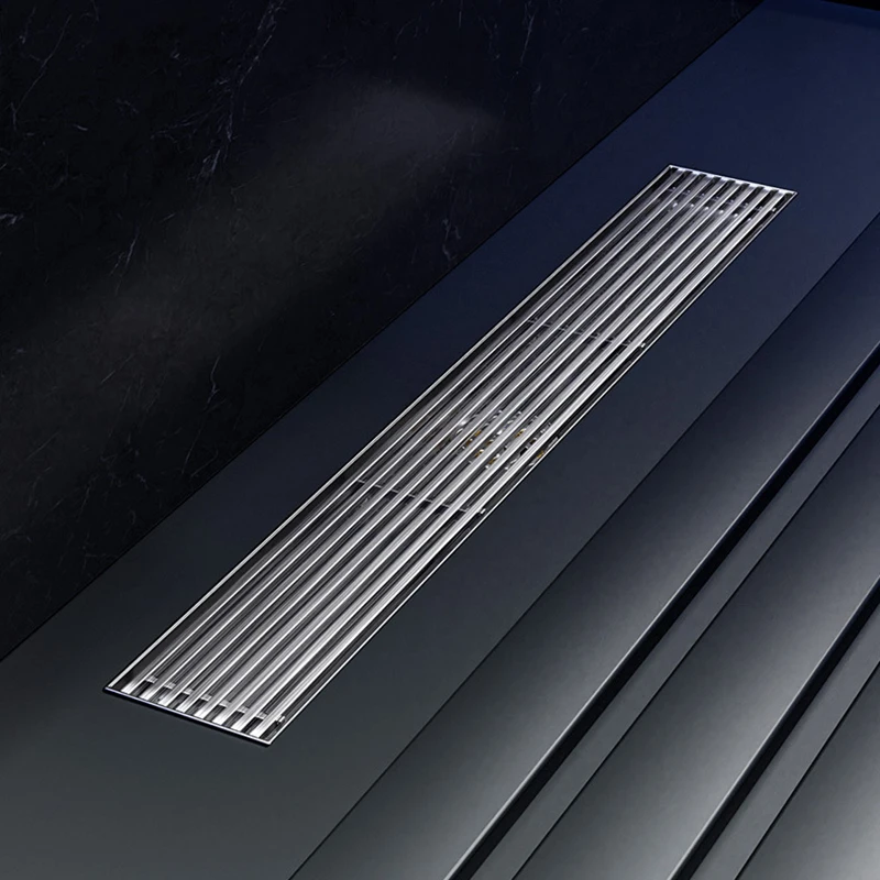 85mm Wide 304 Stainless Steel Long Strip Floor Drain Gold Black Bathroom Shower Grille Linear Rectangular Deodorant Floor Drain