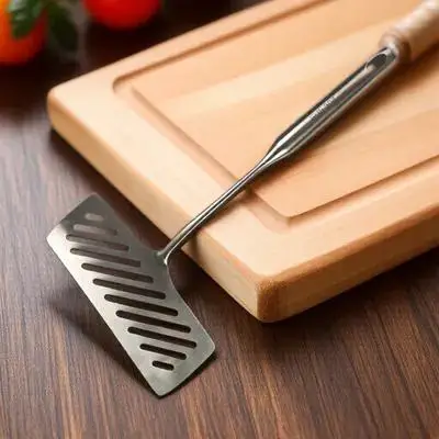 

Stainless Steel Frying Fish Spatula Steak Shovel Kitchen Small Spatula Lightweight Portable Air Groove Cooking Tool For