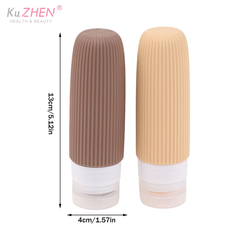 4 unids/set de botellas de viaje de silicona de PVC, contenedores de tamaño de viaje de 90ml, bolsa de aseo transparente exprimible líquida recargable a prueba de fugas