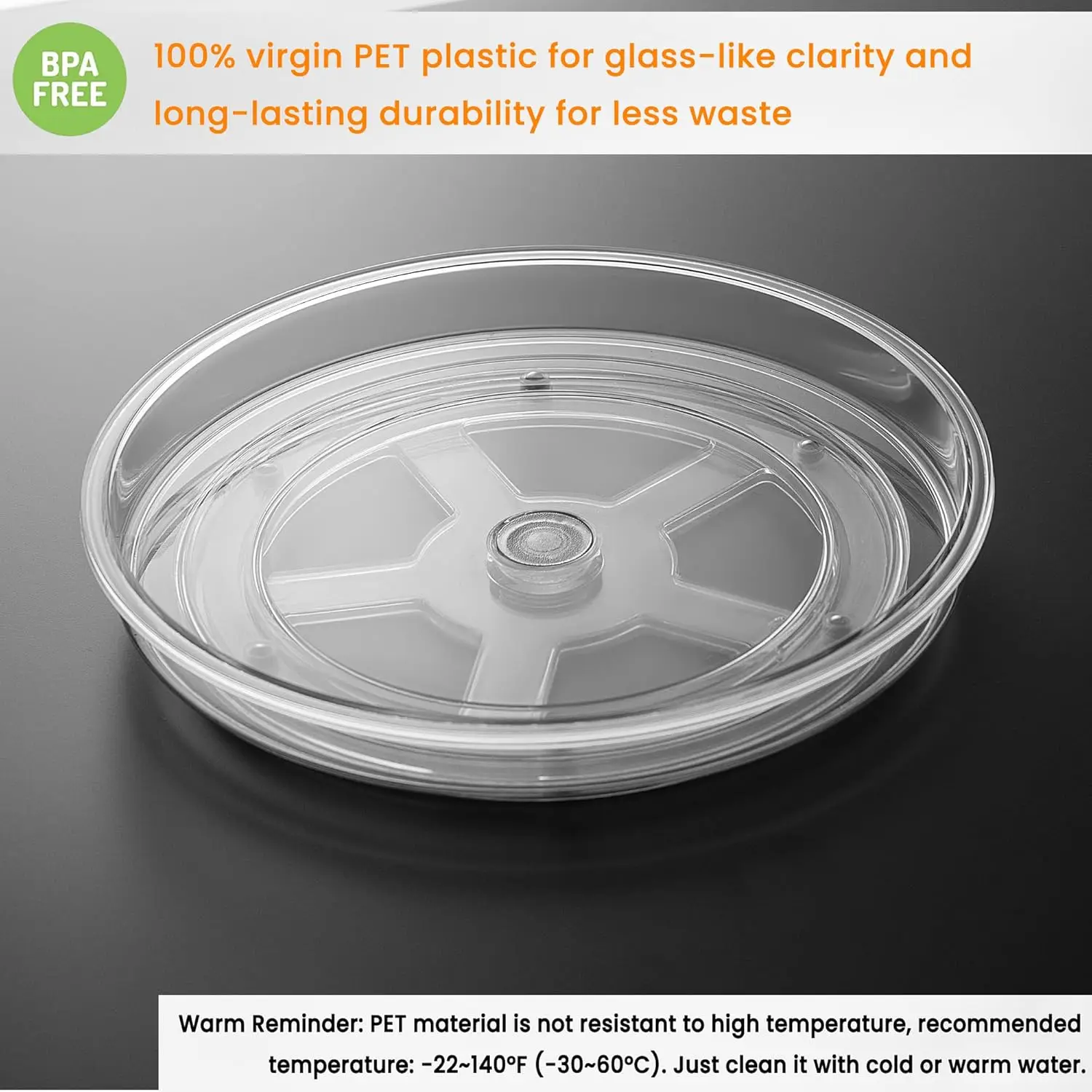 Close-up of the non-skid surface of the turntable