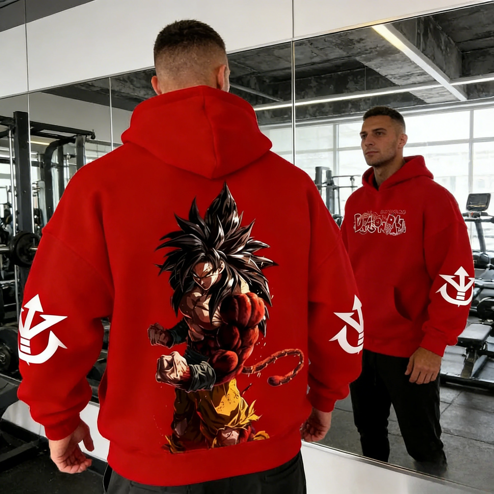 

2026 Dragon Ball Retro Anime Hoodie, Super Saiyan 4 Goku Print Men's Pure Cotton Hoodie, Casual Loose Sports Daily Version