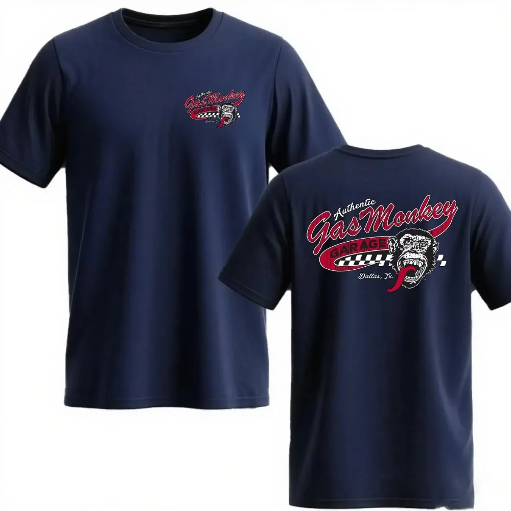 Erstaunliches neues Gas Monkeys Garage Sommer-T-Shirt aus Baumwolle mit kurzen Ärmeln, unverzichtbares doppelseitiges Gas Monkeys Garage Herren-T-Shirt aus Baumwolle