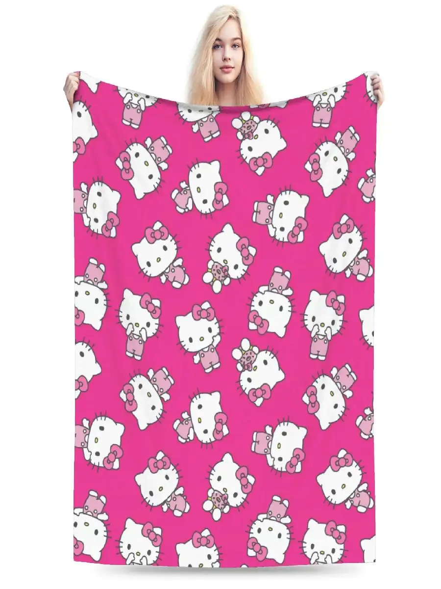Donut Hello Kitty Dessert Flannel Blanket Lightweight Winter Throw for Bed Couch Sofa Rug Multifunctional Soft Plush view 2