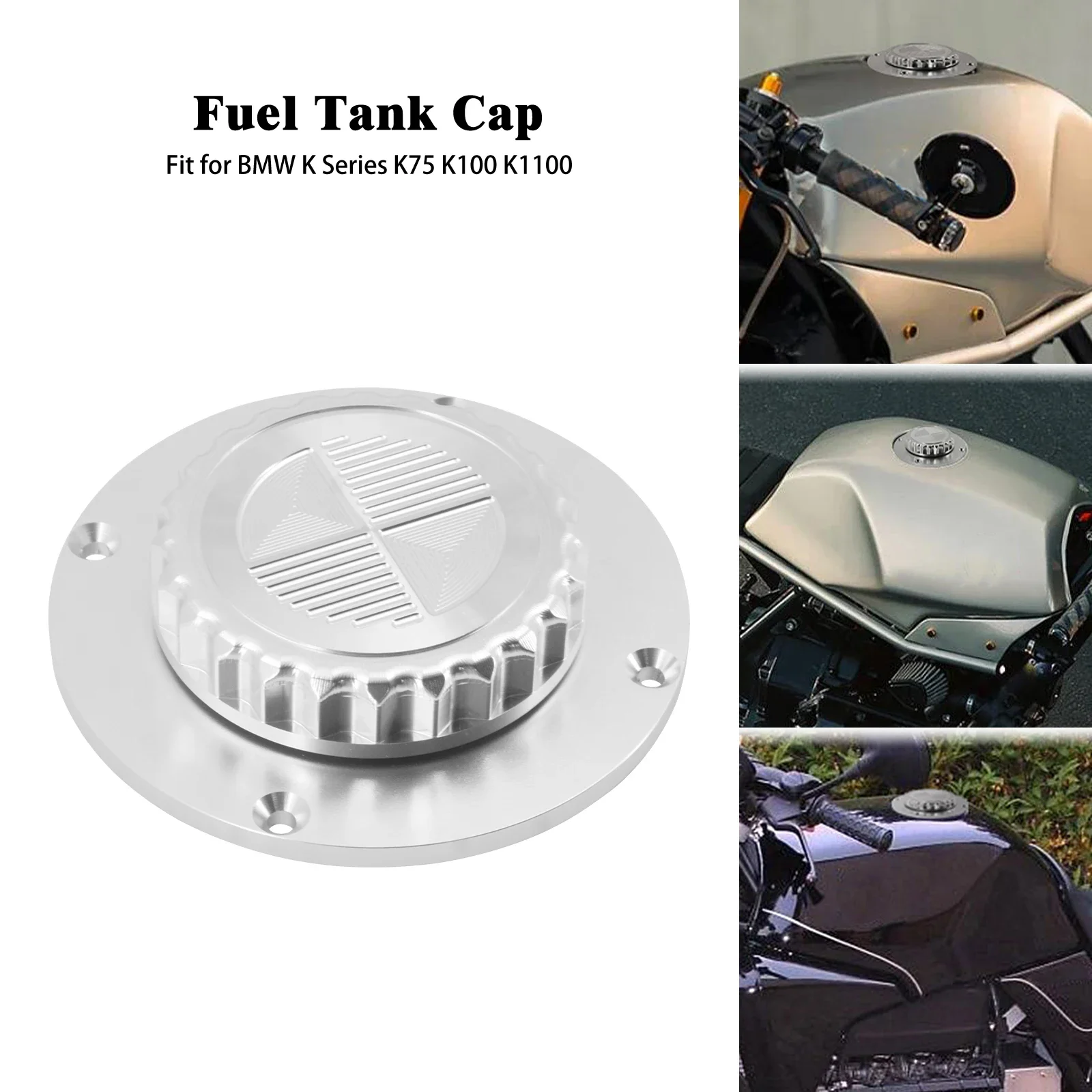 

Motorcycle Fuel Tank Cap Petrol Gas Oil Tank Protector Cover Black Chrome For BMW K Series K75 K100 K1100 K75C K100LT K100RS