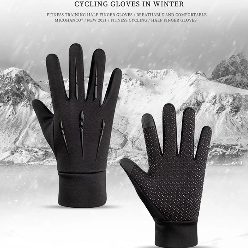 Guantes de ciclismo de invierno para hombre, guantes deportivos a prueba de viento con pantalla táctil, guantes térmicos cálidos para correr, esquí y ciclismo