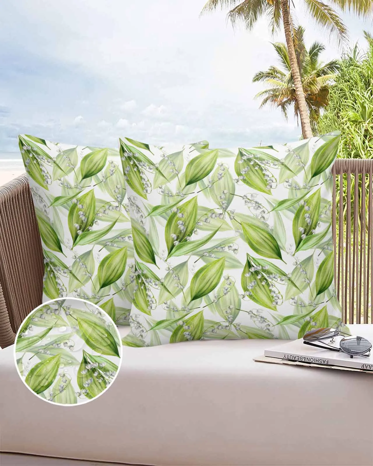 غطاء وسادة بألوان مائية مقاوم للماء ، غطاء وسادة على الأريكة ، غطاء وسادة سيارة ، ديكور منزلي ، زنبق الوادي ، 2 * ، 4 * *