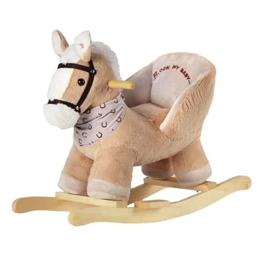 Cheval à bascule bébé Animal cheval à bascule avec siège balade sur cheval cheval à bascule en peluche avec son réaliste chevaux à bascule en bois