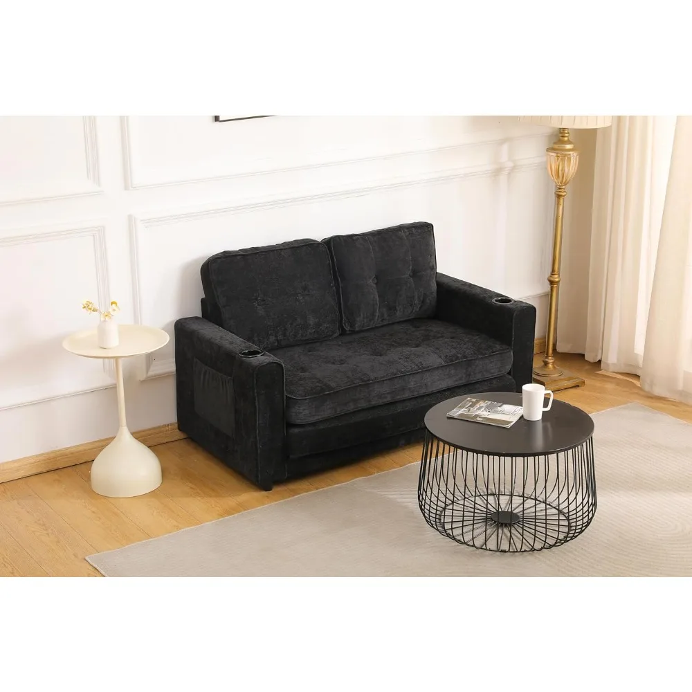 أريكة سرير مخملية قابلة للطي مع مقعد عميق وتخزين، مقعد أريكة نوم 2 في 1 لغرف المعيشة والمكاتب #6