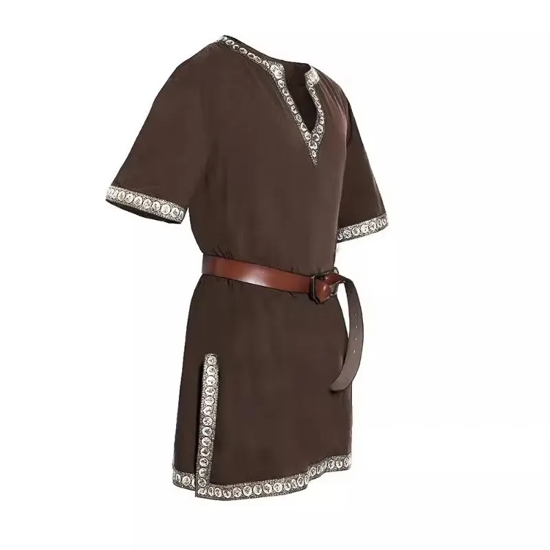 Mittelalterliches Kinderhemd-Kostüm, Piratenhemd für Jungen, Ritterhemd, Baumwoll-Leinen-Tunika, Oberteile, Renaissance-Halloween-Cosplay-Outfit – Detail 6