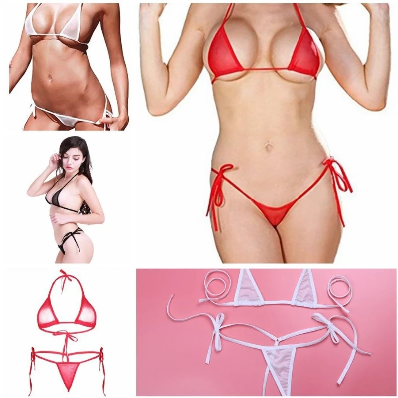 Intimo donna Sexy Sexy Set Tulle Mesh Backless traslucido intimo Micro perizoma vestito