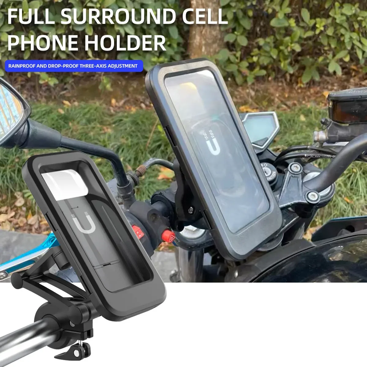 

1pc Motorcycle Bicycle Mobile Phone 360 Swivel Adjustable Holder Navigation Bracket Handle Cellphone Holder Waterproof Bracket